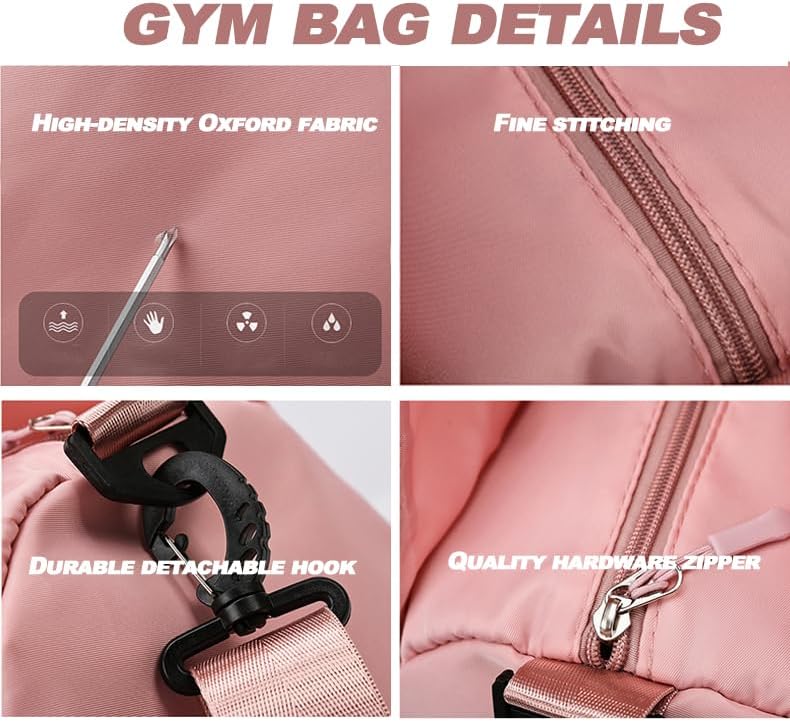 Fullishment Yoga Gym Bag -Large Capacity Gym Bag with Yoga Mat Holder Water Resistant Workout Bag for Travel Workout Daily - Image 4